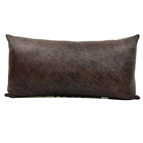 Lumbar Pillow -  Two Tone Dark Brown Leather - 24" x 12" (LPIL012-2)