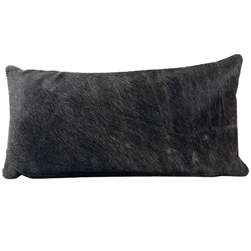 Lumbar Pillow Dark Grey Cowhide w Two Tone Dark Grey Pebble