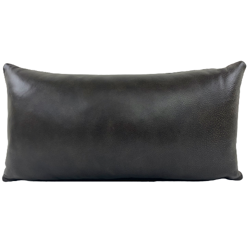 Lumbar Pillow - Two Tone Dark Grey Leather - 24" x 12" (LPIL030)