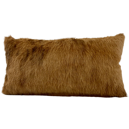 Lumbar Pillow - Caramel Long Hair Cowhide - 24" x 12" (LPIL033)