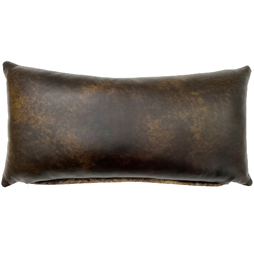 Lumbar Pillow - Two Tone Brown Leather - 24" x 12" (LPIL052)