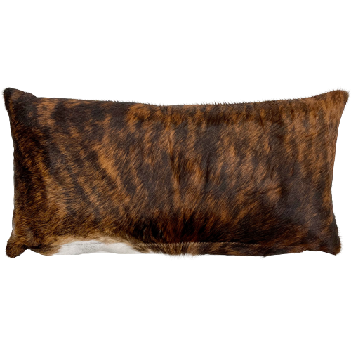Lumbar Pillow - Brown and Black Brindle Cowhide - 24" x 12" (LPIL061)