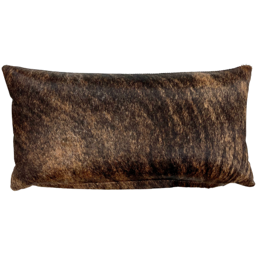 Lumbar Pillow - Black and Brown Brindle Cowhide - 24" x 12" (LPIL064)