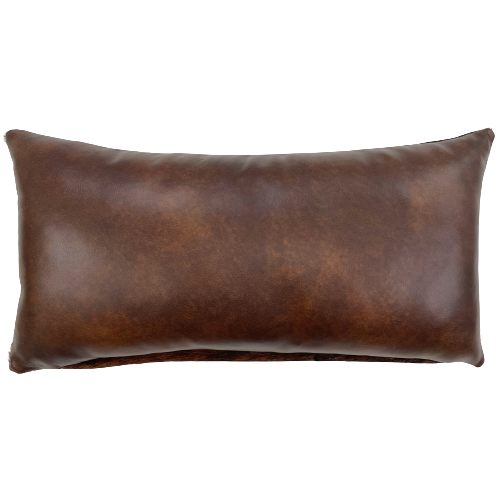 Lumbar Pillow - Two Tone Brown Leather - 24" x 12" (LPIL086)