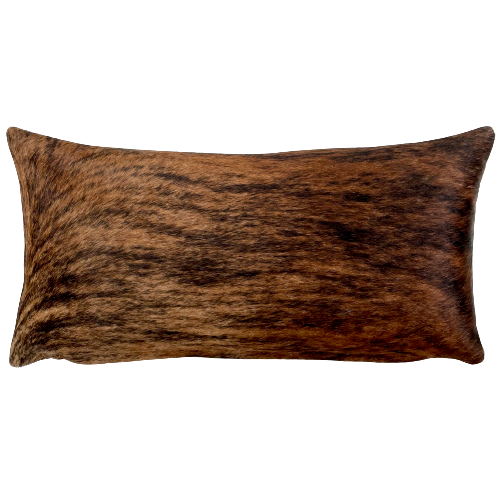Lumbar Pillow - Brown and Black Brindle Cowhide - 24" x 12"(LPIL087)