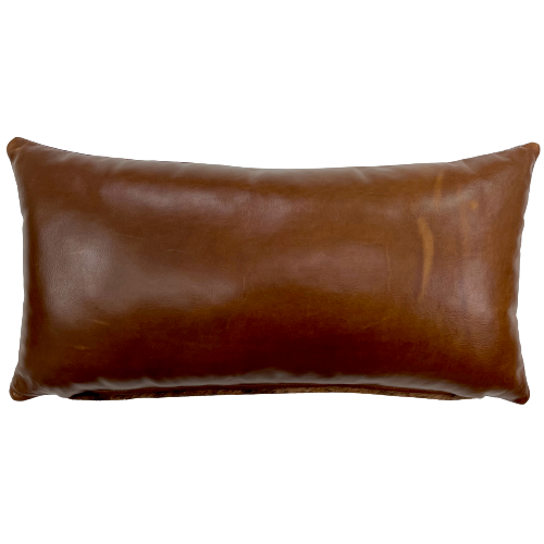 Lumbar Pillow - Solid Brown Leather - 24" x 12"(LPIL087)