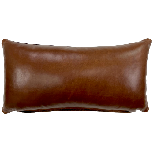 Lumbar Pillow - Solid Brown Leather - 24" x 12"(LPIL088)