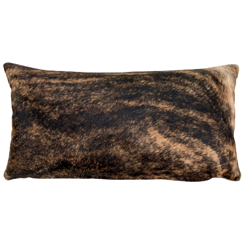 Lumbar Pillow - Black and Brown Brindle Cowhide - 24" x 12" (LPIL089)