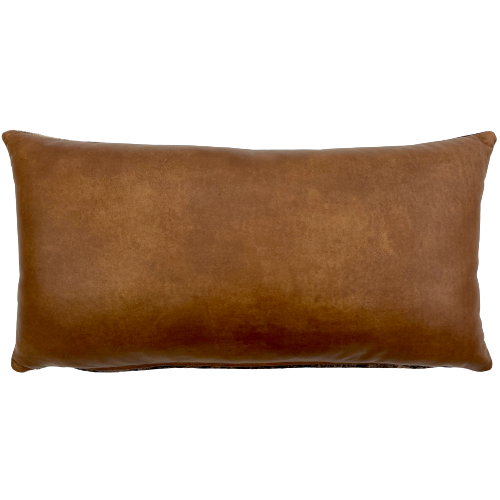 Lumbar Pillow - Two Tone Brown Leather  - 24" x 12" (LPIL089)