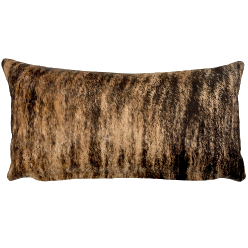 Lumbar Pillow - Black and Light Brown Brindle Cowhide - 24" x 12" (LPIL090)