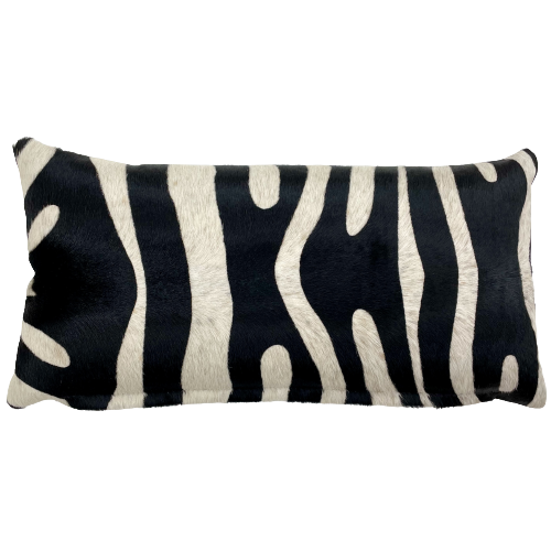 Lumbar Pillow Black and White Zebra Print Cowhide 24