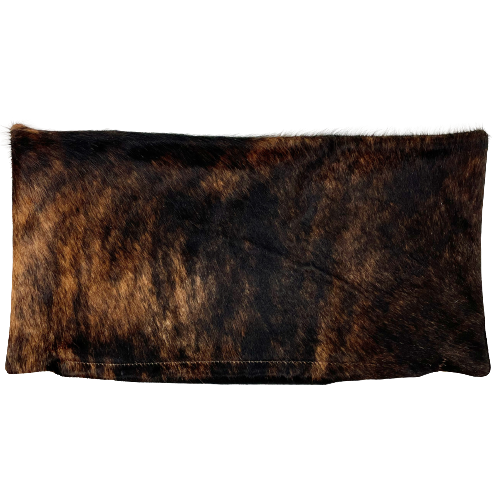 Lumbar Pillow Cover - Black and Brown Brindle Cowhide - 24" x 12" (LPILC071)
