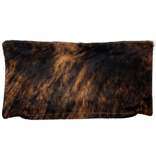 Lumbar Pillow Cover - Black and Brown Brindle Cowhide - 24" x 12" (LPILC072)
