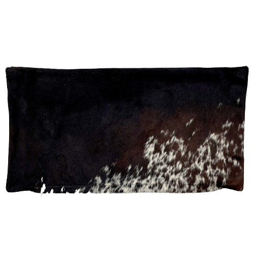 Lumbar Pillow Cover - Tricolor Speckled Cowhide (black, dark brown, and white)  - 24" x 12" (LPILC074)