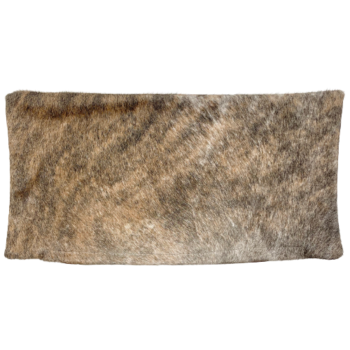 Lumbar Pillow Cover - Light Brown and Gray Brindle Cowhide - 24" x 12" (LPILC075)