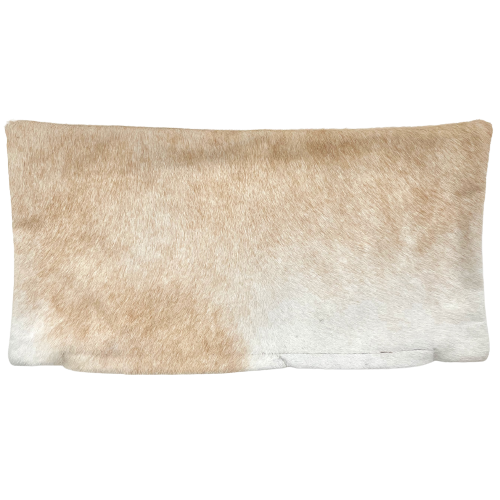 Lumbar Pillow Cover - Tan and White Cowhide - 24" x 12" (LPILC077)