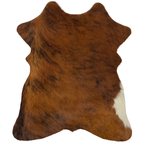 Dark Red Brown and Black Brindle Mini Cowhide, with a touch of off-white - 2'8" x 2'3" (MINI082)