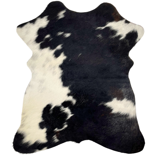 Black and Off-White Mini Cowhide, with a few black, cloudy speckles on the left side  - 2'8" x 2'3" (MINI148)