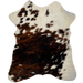 Tricolor Mini Cowhide:  off-white, with one large spot and several small spots that have a mix of black and brown - 2'8" x 2'3" (MINI183)