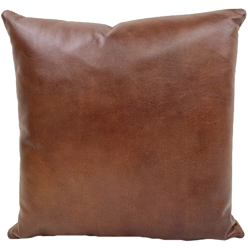 Two Tone Reddish Brown Leather Pillow - 18" x 18" (PIL066)