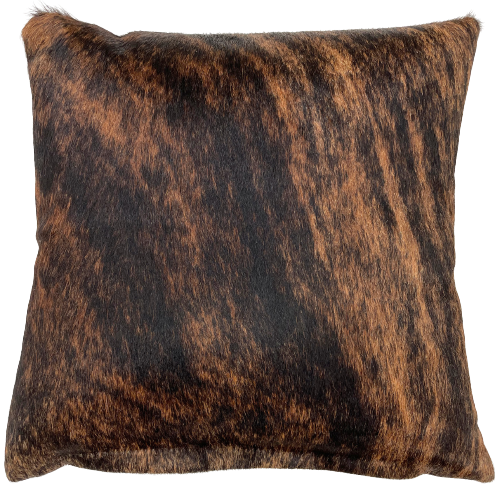 Square Pillow - Brown and Black Brindle Cowhide - 18" (PIL118)