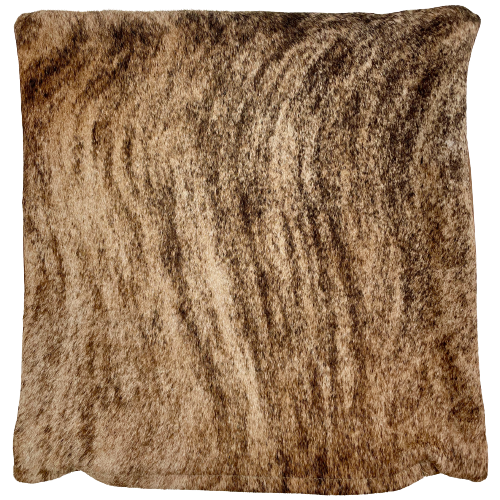 Square Pillow Cover - Light Tan, Brown, Black Brindle Cowhide - 18" x 18" (PILC143)