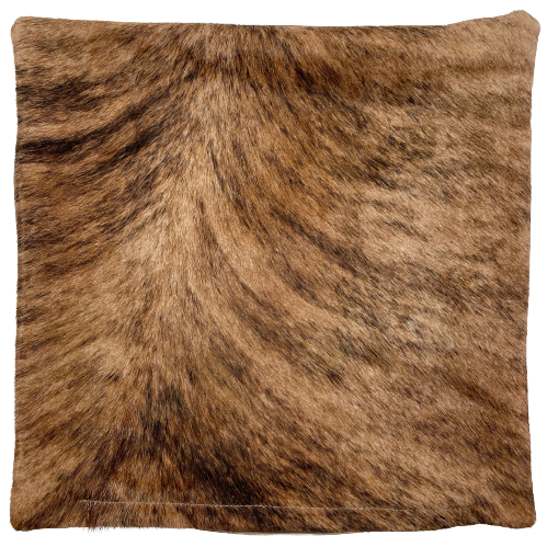 Square Pillow Cover - Tan, Brown, Black, Brindle Cowhide - 18" x 18" (PILC144)