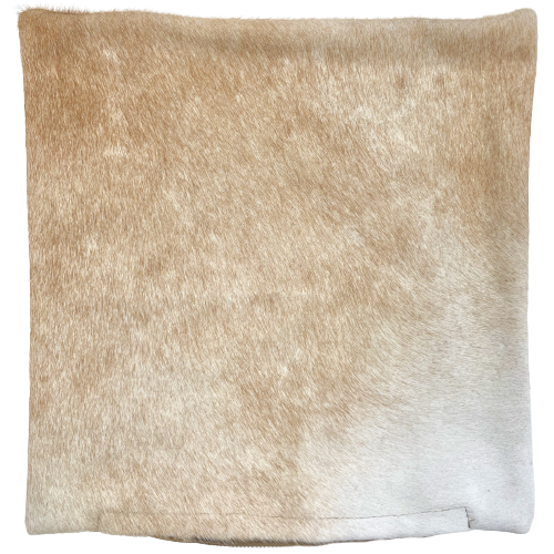 Square Pillow Cover - Tan and White Cowhide - 18" x 18" (PILC145)