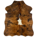 XS Brindle Cowhide:  is brown and black, with a splash of white in the middle  - 4'5" x 3'5" (XS141)